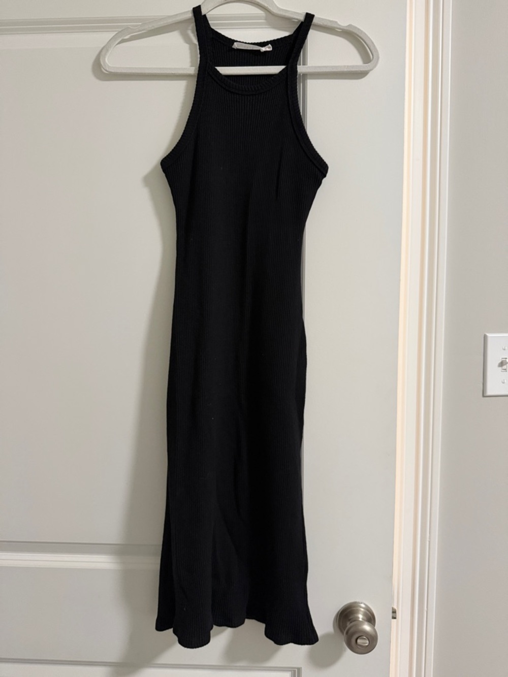 Lush Black Ribbed Midi Tank Dress small